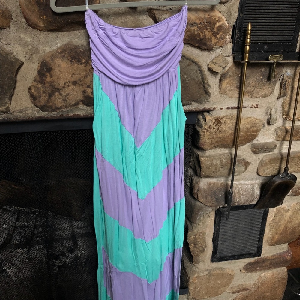 Strapless chevron maxi dress